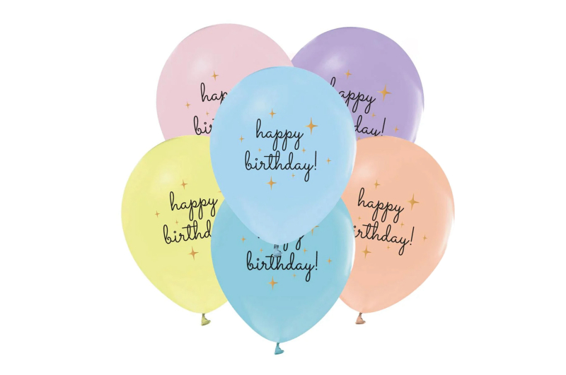 Повітряні кульки 'Happy Birthday' макарун асорті 50шт 03110 ТМ 'Твоя Забава'
