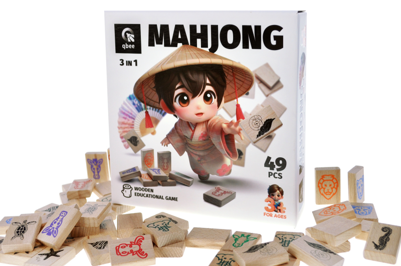 Educational wooden game QB700-007 "Children's Mahjong" 49 det. qbee