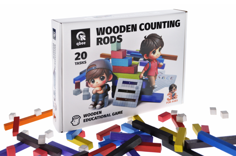 Educational wooden game QB700-003 "Sticks for numbers" NUSH 56 det. qbee