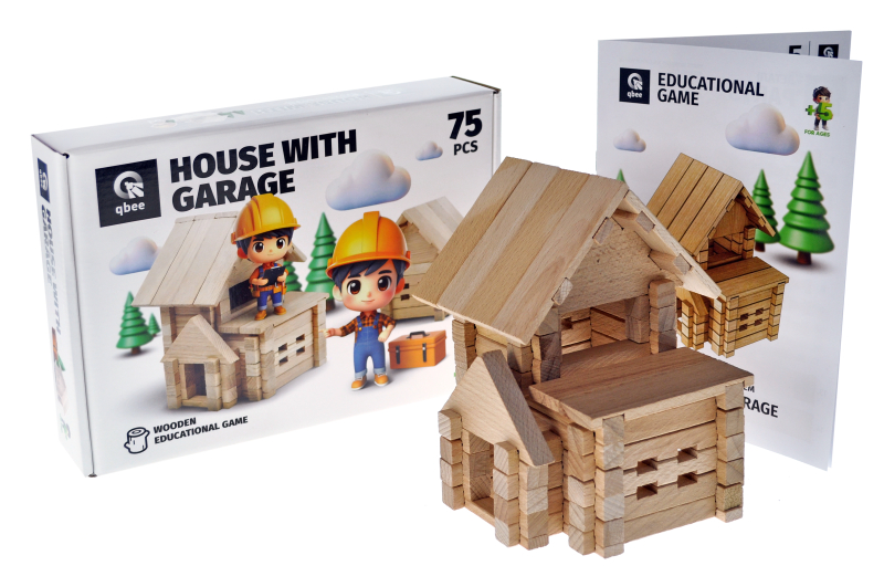Constructor wooden QB700-004 "House with a garage" 75 det. Qbee