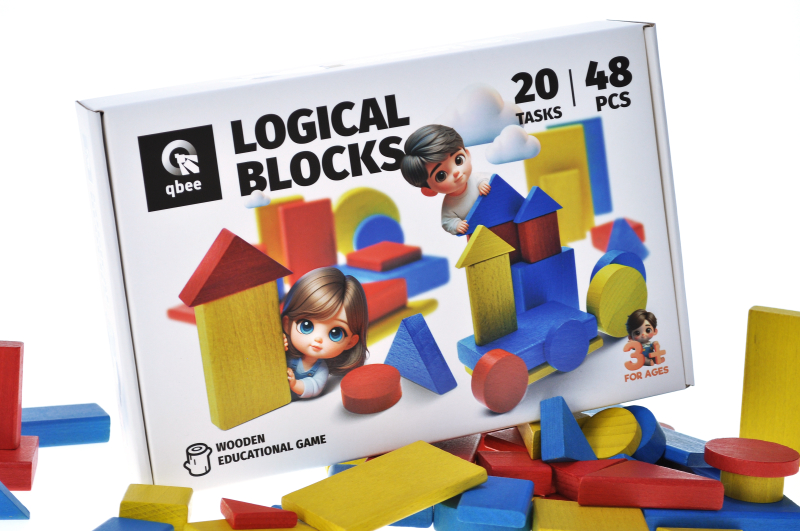 Educational wooden game QB700-006 "Logical blocks of Dienes" NUSH 48 det. qbee