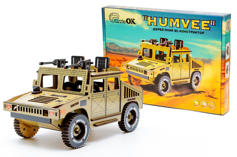 Конструктор Puz-00927 "HUMVEE" дерев'яний, р.22х11х12,5см PuzzleOk